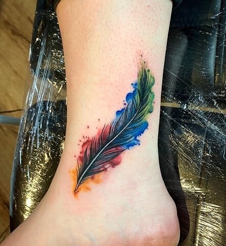 Watercolor Feather Tattoo
