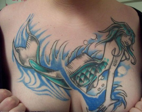 Mermaid Chest Tattoos for Women