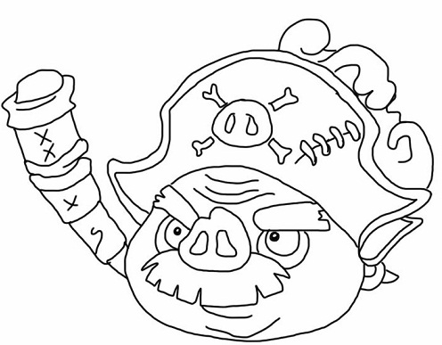 Pirate Pig Angry Bird Colouring Page