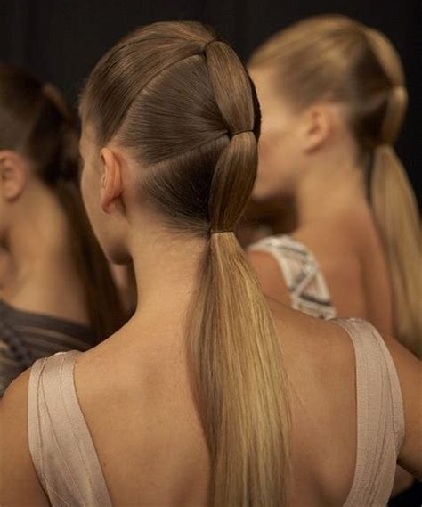 Sectioned Long Ponytail Hairstyles