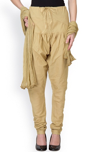 Beige Coloured Loose Churidar Pant