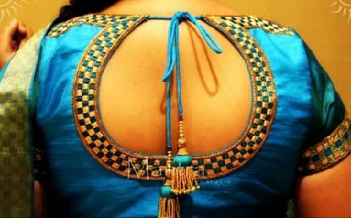 Laced Border Pot Neck Blouse