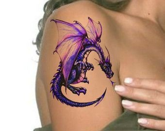 Purple dragon dashing tattoo