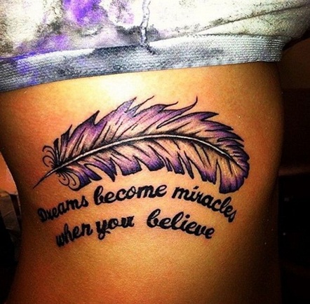 Feather purple tattoo