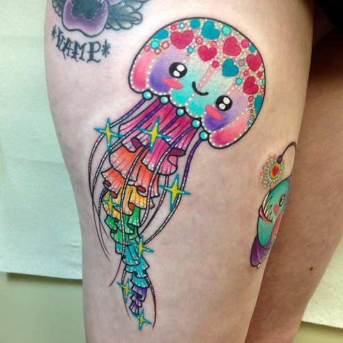 Cartoon Style Jellyfish Tattoo