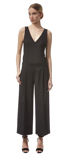 Black V-neck Cropped Culotte jumpsuit -6