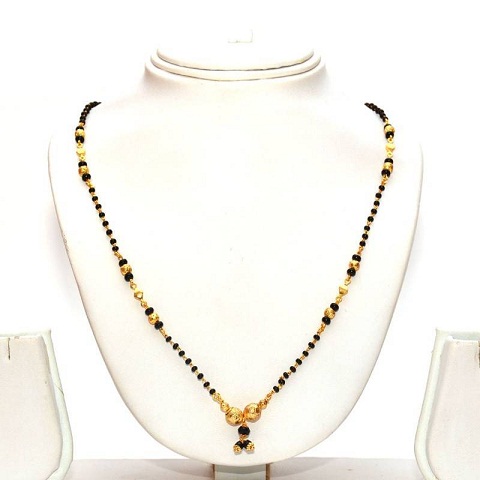 Black Bead Gold Necklace