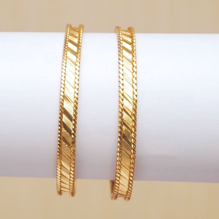 Slant Lines Gold Bangles