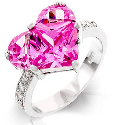 Large Pink Heart Diamond Ring