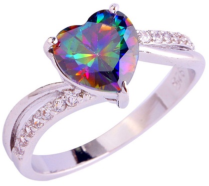Multicolored Heart Diamond Ring