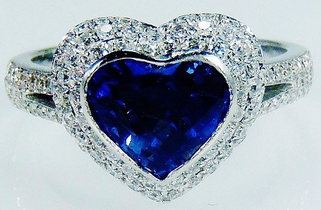 Natural Blue Sapphire Diamond Heart Cut Ring