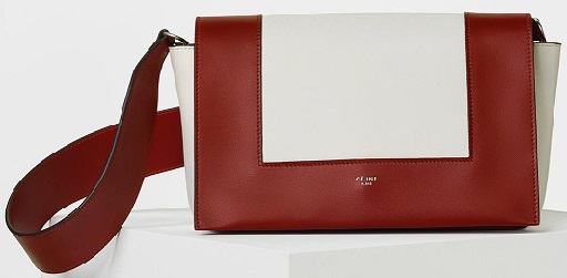 Burnt red and white smooth calfskin bag