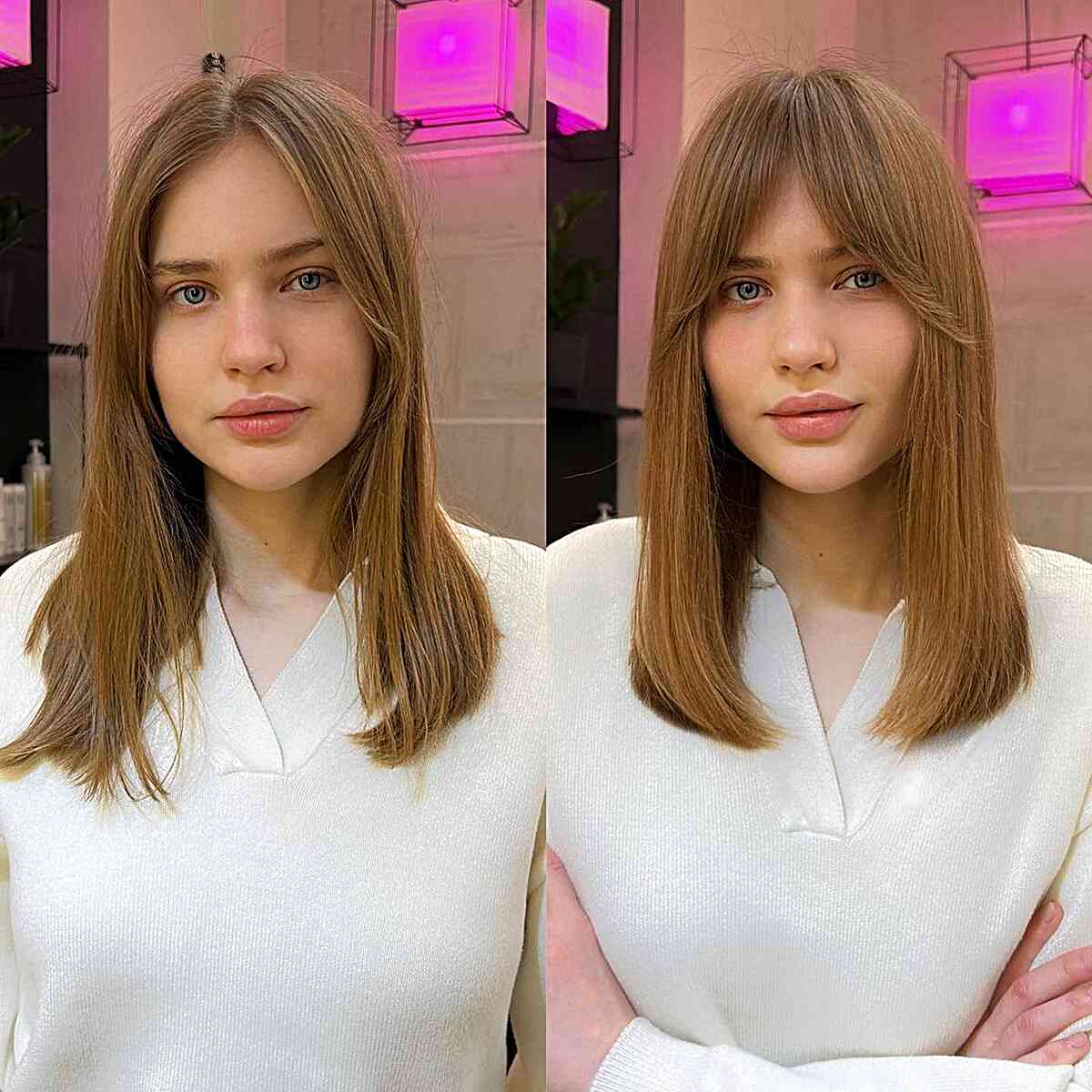 35 Coolest Shoulder-Length Hair with Curtain Bangs You&#039;ve Gotta See