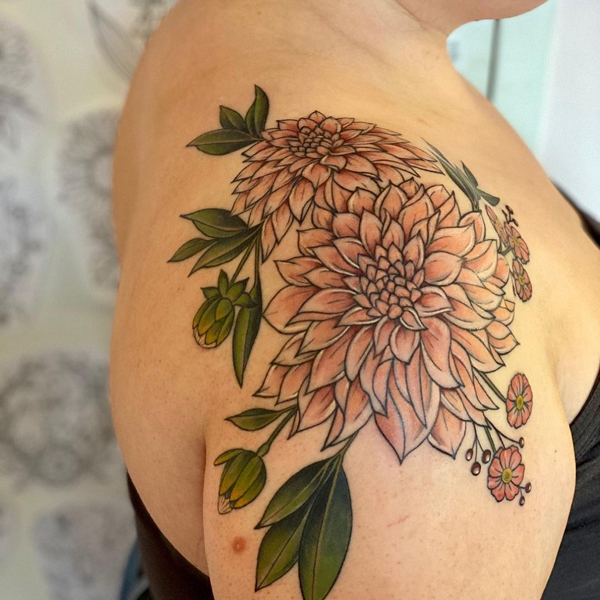 16 Awesome Dahlia Flower Tattoo Designs In 2023