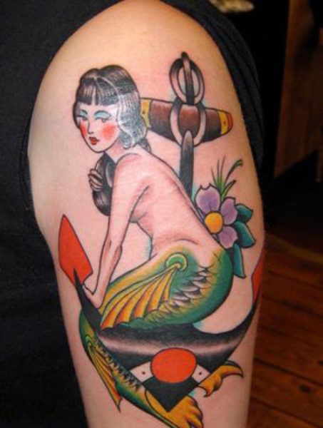 15 Simple and Traditional Mermaid Tattoo Designs