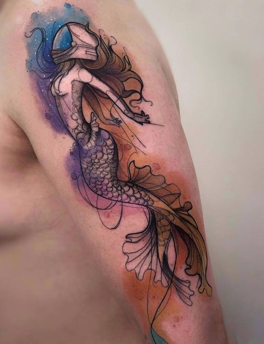 15 Simple and Traditional Mermaid Tattoo Designs