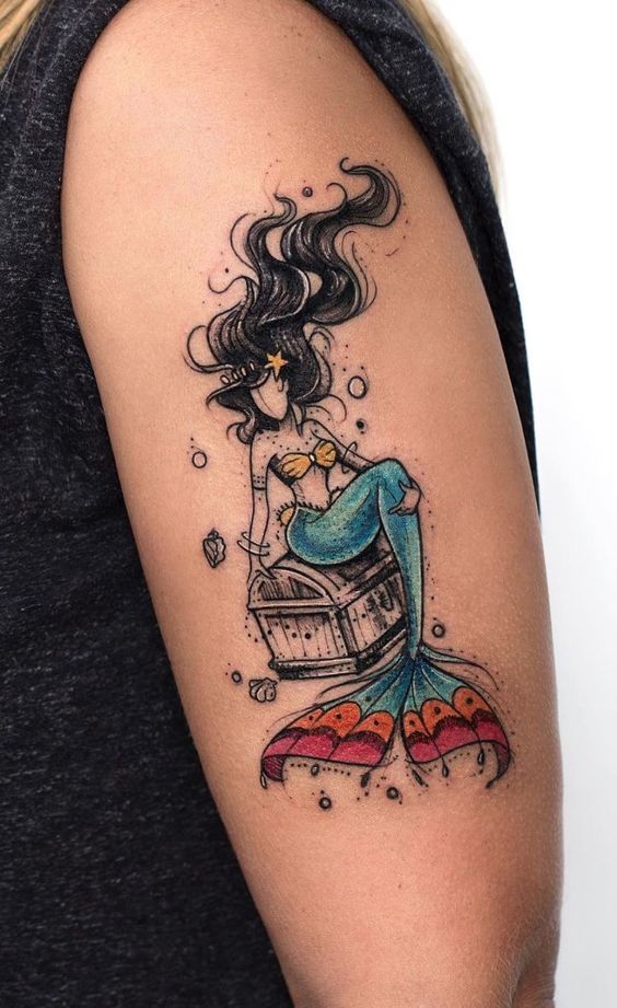 15 Simple and Traditional Mermaid Tattoo Designs