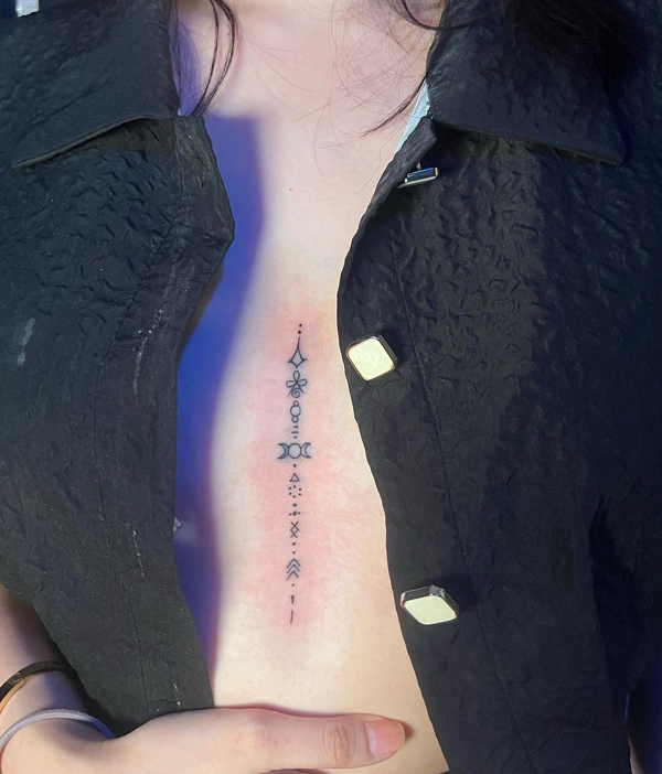 15+ Attractive Sternum Tattoo Designs and Ideas 2023