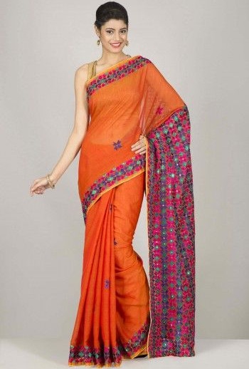 Phulkari Sarees - These Modern Designs Gives You Fashionable Look