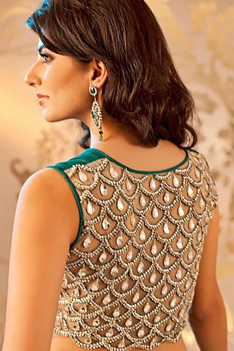 9 Stunning Collection of Blouse Back Neck Designs With Stone Work