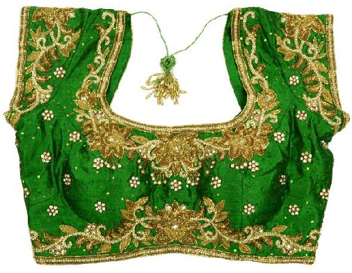 8 Different Shades Green Blouse Designs for Sarees with Images