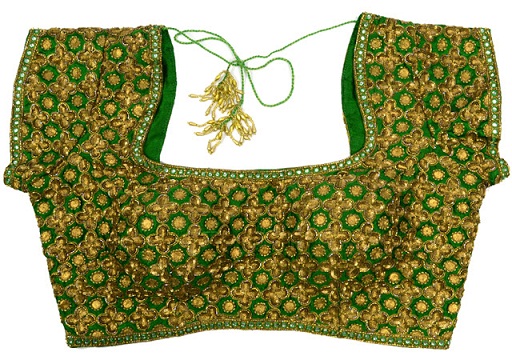 8 Different Shades Green Blouse Designs for Sarees with Images