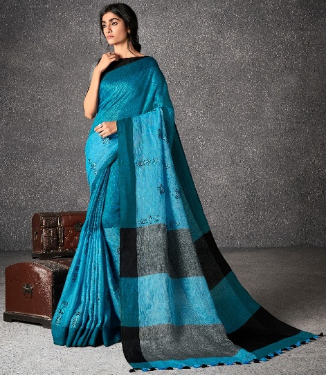 15 Trending Models of Linen Sarees That Match Your Style | I Fashion Styles