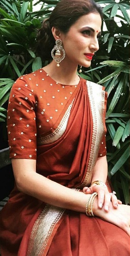 9 New Designs of Brown Blouses in Different Shades