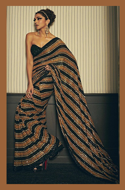 25 Recent Pics of Deepika Padukone in Saree Blouse 2025