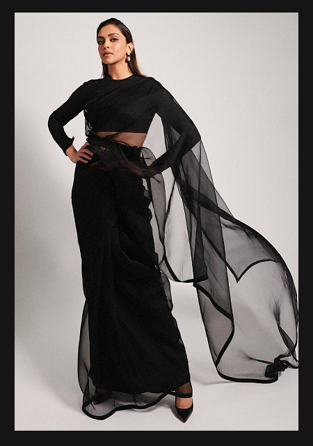 25 Recent Pics of Deepika Padukone in Saree Blouse 2025