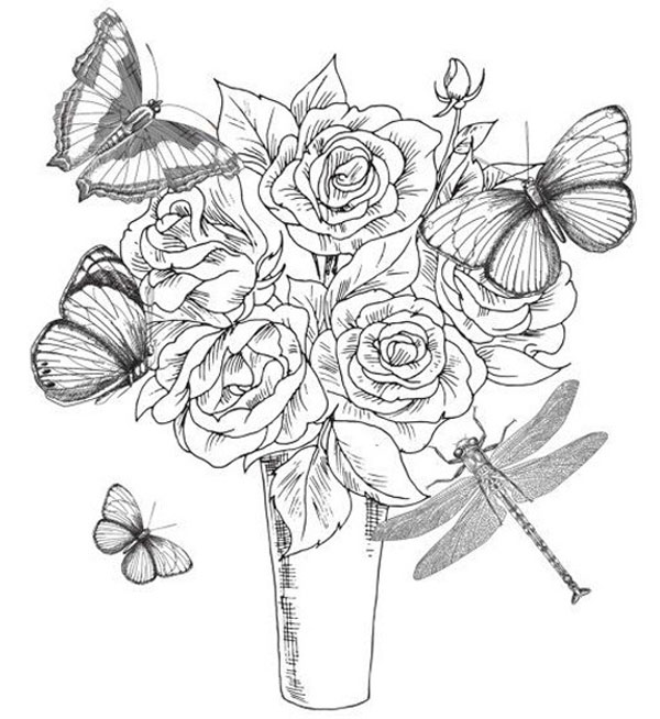 14 Gorgeous Rose Coloring Pages for Kids and Adults