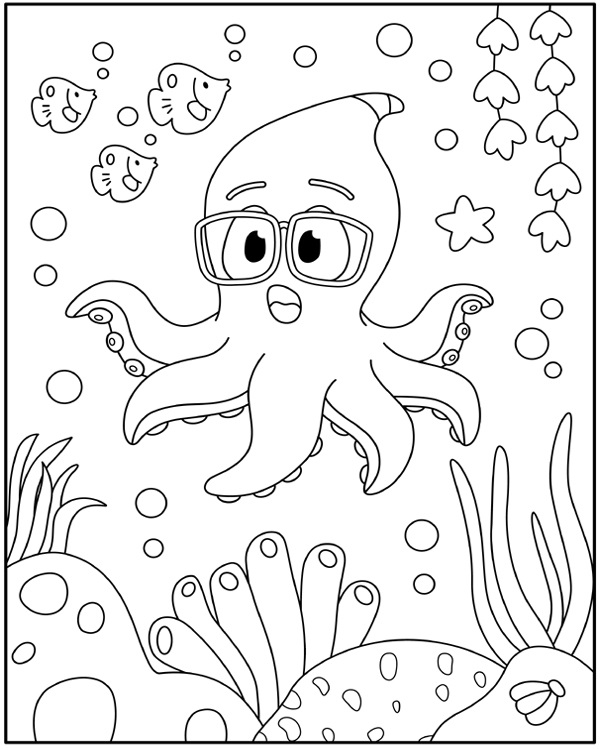 Octopus Coloring Pages: 15 Sheets of Underwater Adventure for Kids