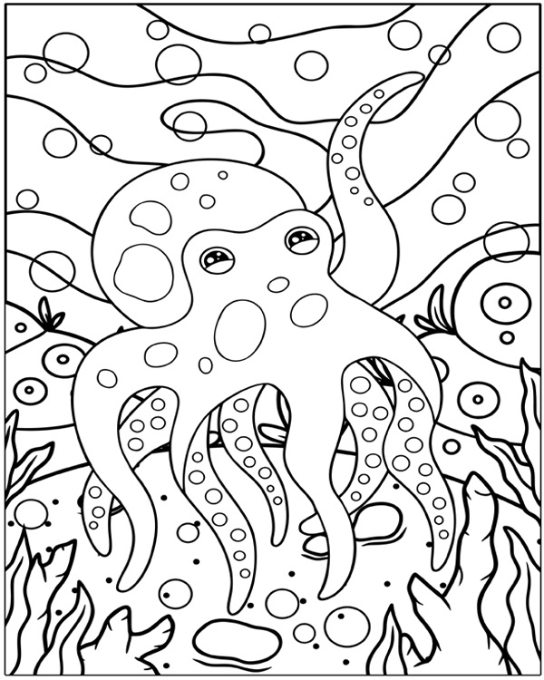 Octopus Coloring Pages: 15 Sheets of Underwater Adventure for Kids