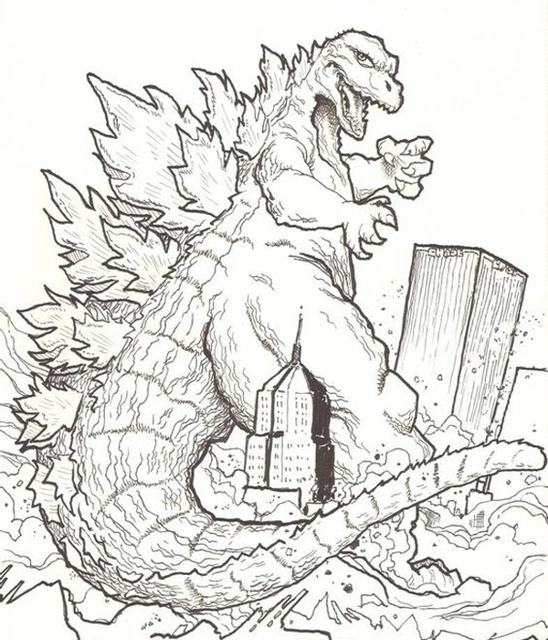 Godzilla Coloring Pages: 15 Sheets to Unwind with Monsters