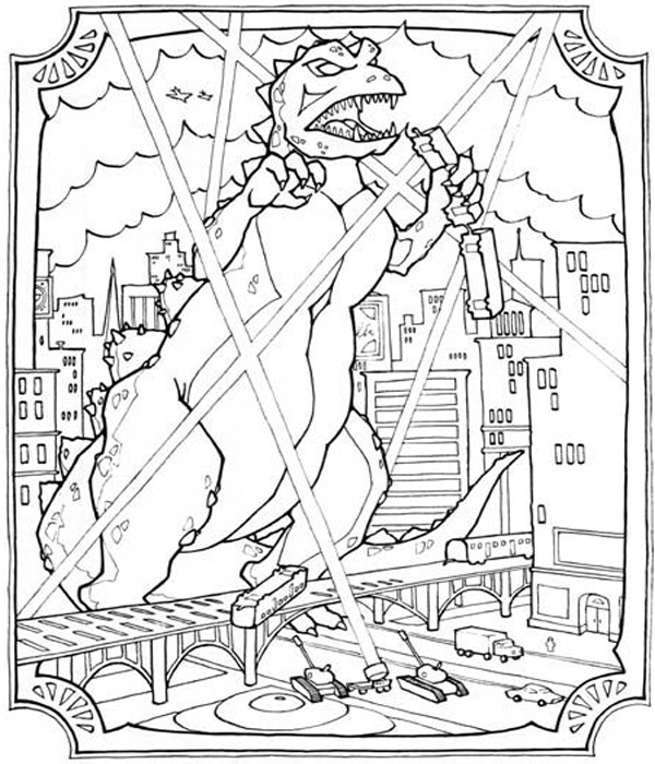 Godzilla Coloring Pages: 15 Sheets to Unwind with Monsters