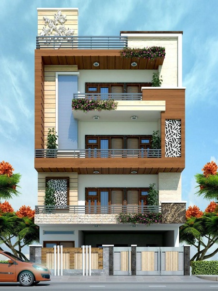 50+ सुंदर घर का फ्रंट डिजाइन (1-3 Manzil Makan Ke Designs 2024)