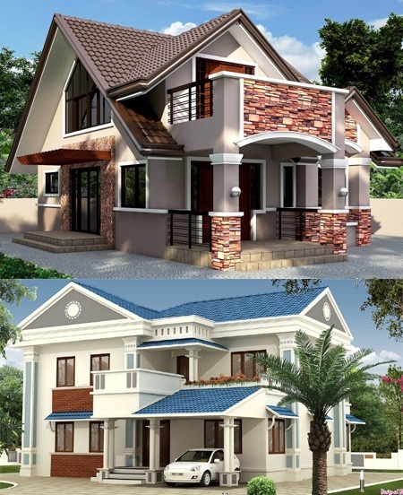 50+ सुंदर घर का फ्रंट डिजाइन (1-3 Manzil Makan Ke Designs 2024)