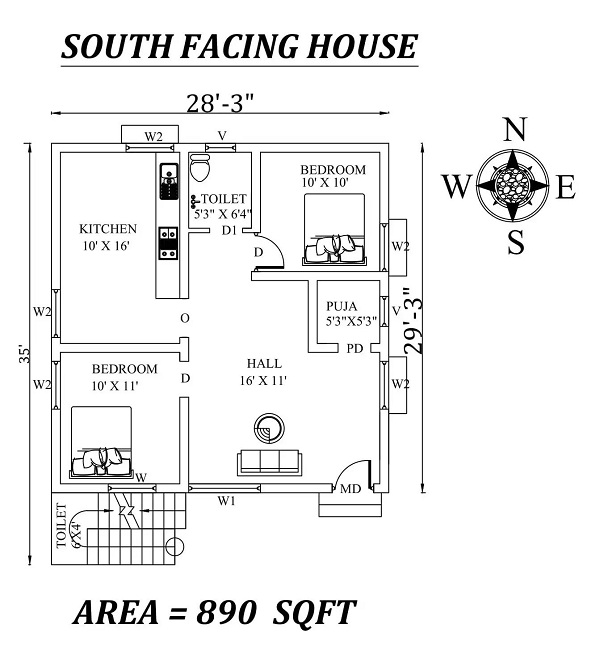 15 Best 2 BHK House Plans According to Vastu Shastra | I Fashion Styles