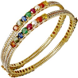 9 Beautiful Designs of Gold Bangles with Stones for Trendy Look