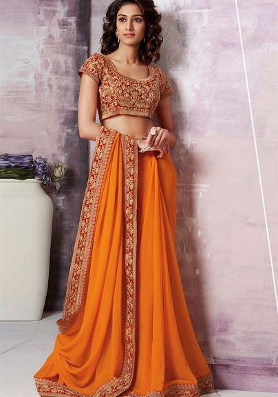 20 Beautiful Designs of Orange Sarees For Every Occasion! | I Fashion Styles