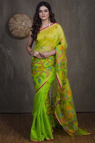 10 Beautiful Pattern of Muslin Sarees for Royal Look