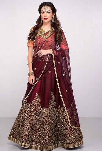 10 Beautiful Maroon Lehenga Choli Designs for Trendy Look