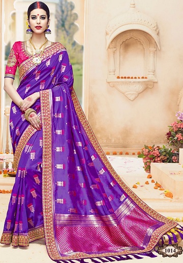 20 Stunning Violet Saree Designs for Alluring Look