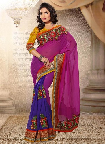 20 Stunning Violet Saree Designs for Alluring Look