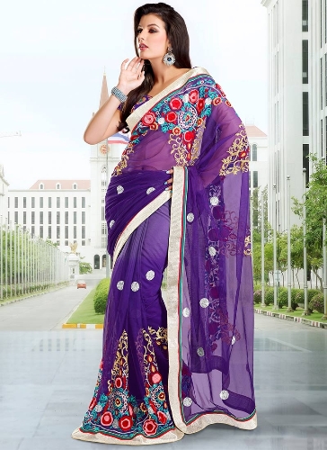 20 Stunning Violet Saree Designs for Alluring Look