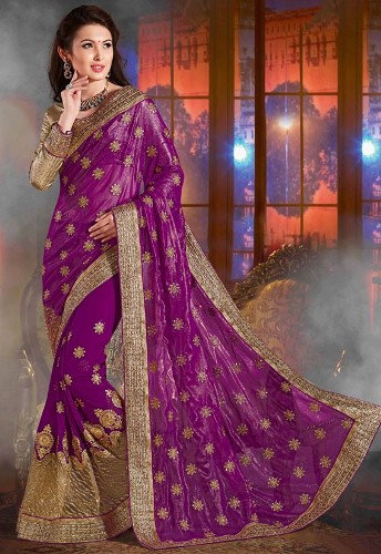 20 Stunning Violet Saree Designs for Alluring Look