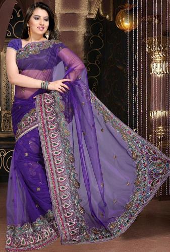 20 Stunning Violet Saree Designs for Alluring Look