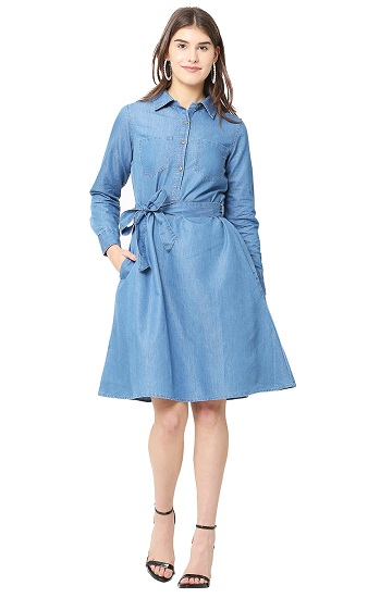 25 Fashionable Denim Dress Designs for Women and Girls