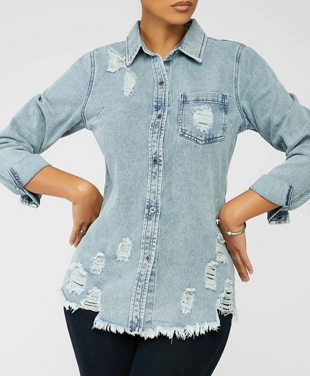 20 Stunning Models of Denim Shirts for Women's in Trend
