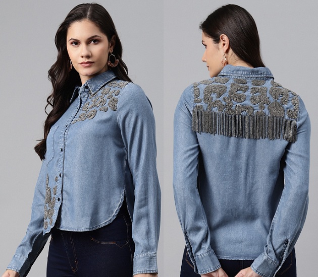 20 Stunning Models of Denim Shirts for Women's in Trend